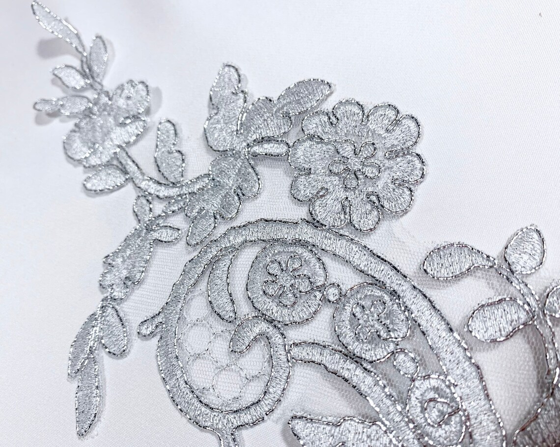 Silver Metallic Applique Applique Lace Pair for Lyrical Dance Etsy