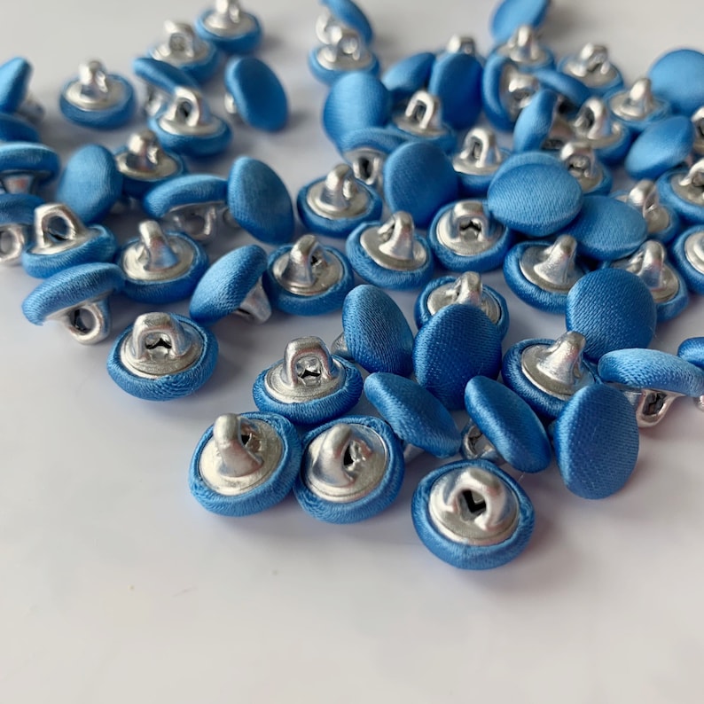Bridal Buttons Satin Covered by the Dozen Color Cornflower Blue Shank ...