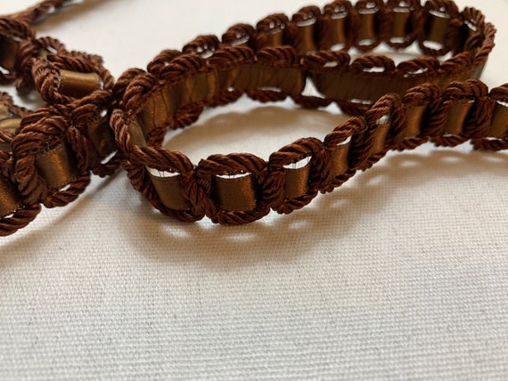 Brown Braid Trim With Satin Ribbon Insert in Classic Brown | Etsy