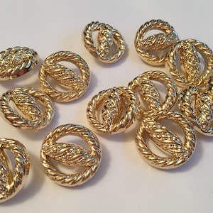 Medium gold buttons plastic sewing buttons 1&quot; 25mm gold metal shank vintage sewing button