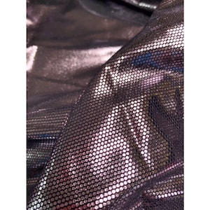 6 werven metallisch chroom paarse spandex nylon breien met verijdelde mini stippen 6 werven opruiming stoffen groothandel HOLOGRAM pailletten kostuum dans