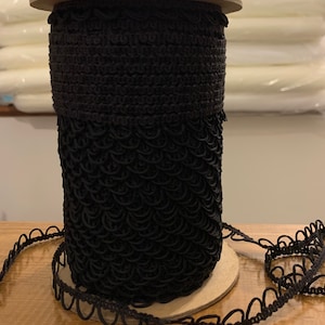 Button Looping-Black loops for button cotton Looping-  by the yard