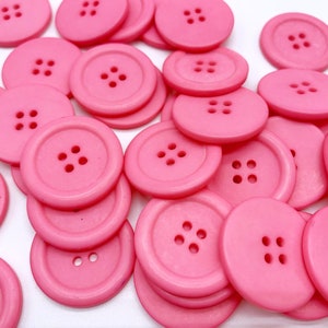 Bottone rosa medio 4 fori bottoni per cucire bottoni per cucire, 6 bottoni, bottoni di plastica, cucire attraverso bottoni rosa