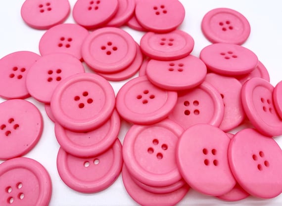 Medium Pink Button 4 Hole Sewing Buttons Sewing Buttons, 6 Buttons, Plastic  Buttons, Sew Through Button Pink Buttons 