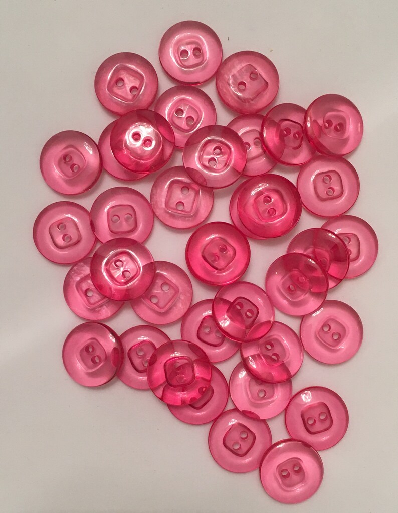 Small Buttons Fuchsia Sewing Buttons Clear Plastic Sewing Etsy