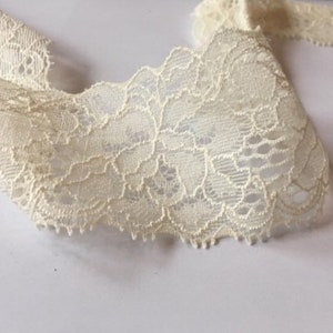 Tiefe Elfenbein Stretch trim elastische Elfenbein trim Spitze floral gewellt Trim Braut Spitze mit floralen Design Spitze trimmen