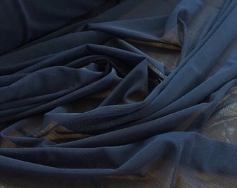 Navy Stretch Power Mesh Fabric By the Yard Power mesh Soft Sheer Drape Mesh Fabric, Stretch Mesh Fabric, Performance Mesh Fabric