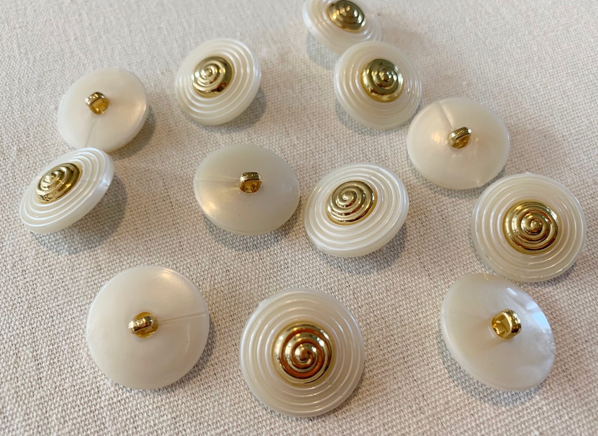 Ivory Button With Gold Swirl Center Design Buttons Plastic Sewing ...