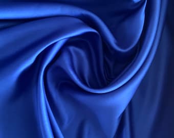 Tissu Satin Lamour bleu roi ultra, matière pour robe de mariée, 60" de large