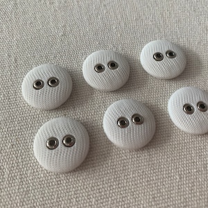 Medium buttons white buttons 3/4 inch sewing buttons, 6 sew through buttons white buttons plastic buttons with silver accent