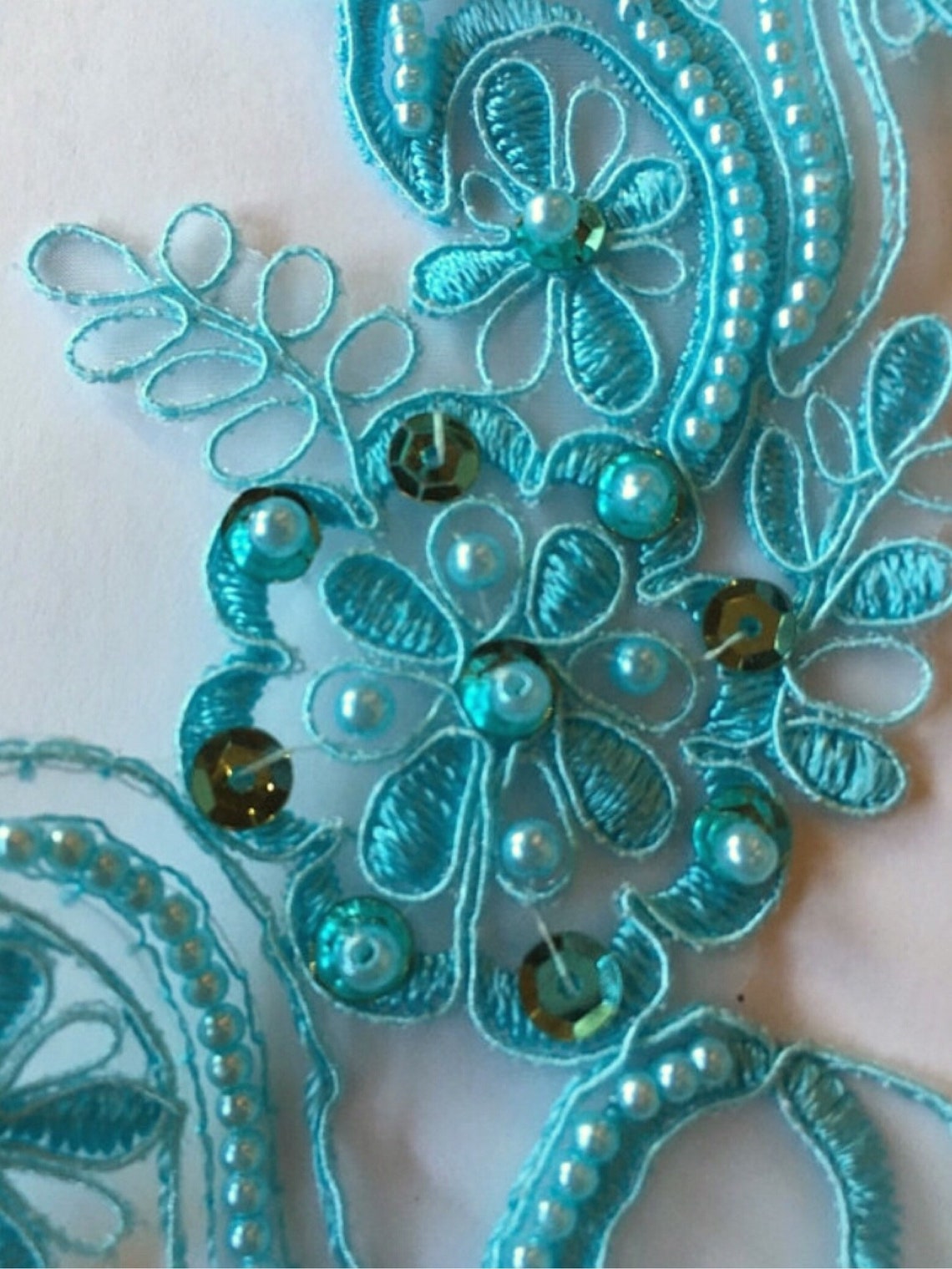 Aqua Beaded Applique Beaded Applique Lace Pair for Lyrical Etsy