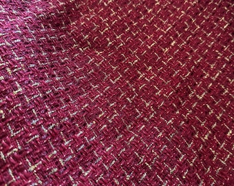 Tejido de tweed de moda con brillo de vino e hilo metálico dorado