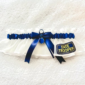 State trooper police navy blue wedding garter bridal garters