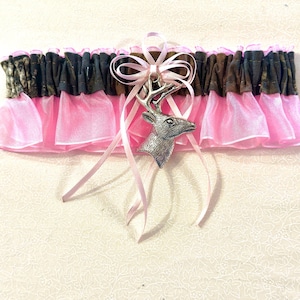 PINK MOSSY OAK toss wedding garter or prom garters
