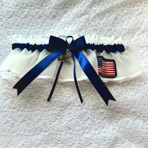 American soldier navy blue wedding garter bridal garters