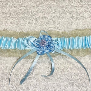 SOMETHING BLUE and ivory Wedding garter bridal garters.