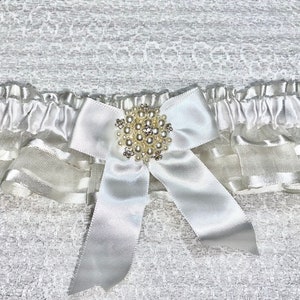 ALL WHITE wedding garter bridal garters