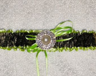 LIME MOSSY OAK toss wedding garter or prom garters