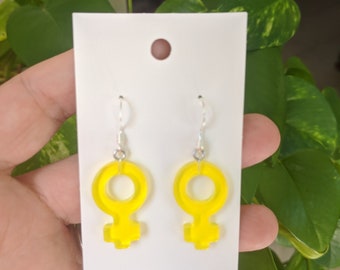 female gender symbol earrings