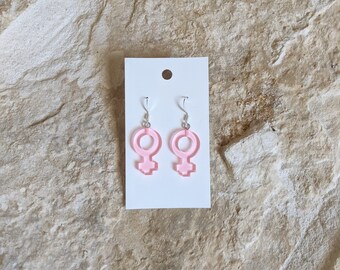 female gender symbol earrings