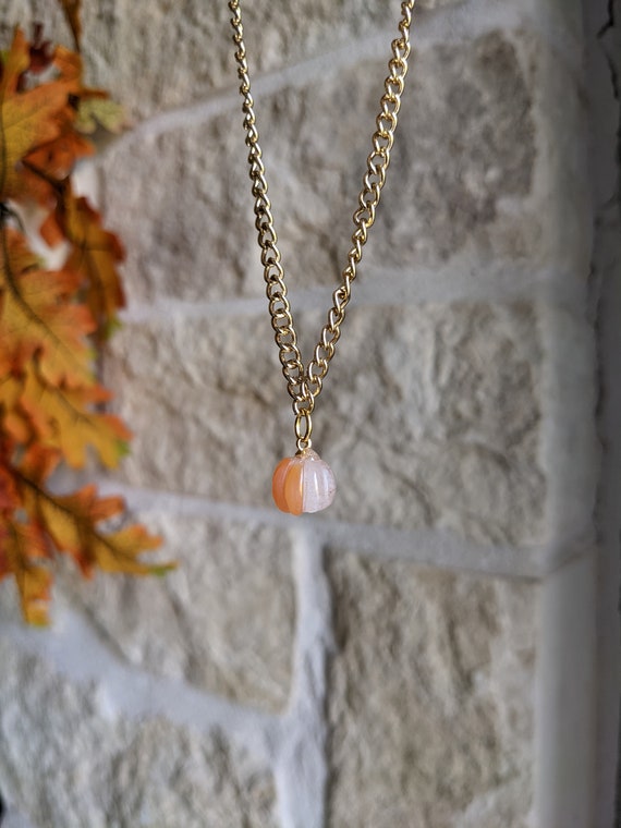 Unique pumpkin necklace, crystal shape pumpkin