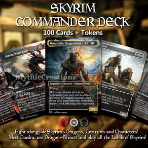 SKYRIM Commander MTG Deck Magic the Gathering Deck 100 Cards + Tokens/ The Elder Scrolls/ All Original Artwork