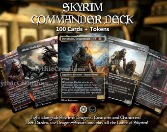 SKYRIM Commander MTG Deck Magic the Gathering Deck 100 Cards + Tokens/ The Elder Scrolls/ All Original Artwork