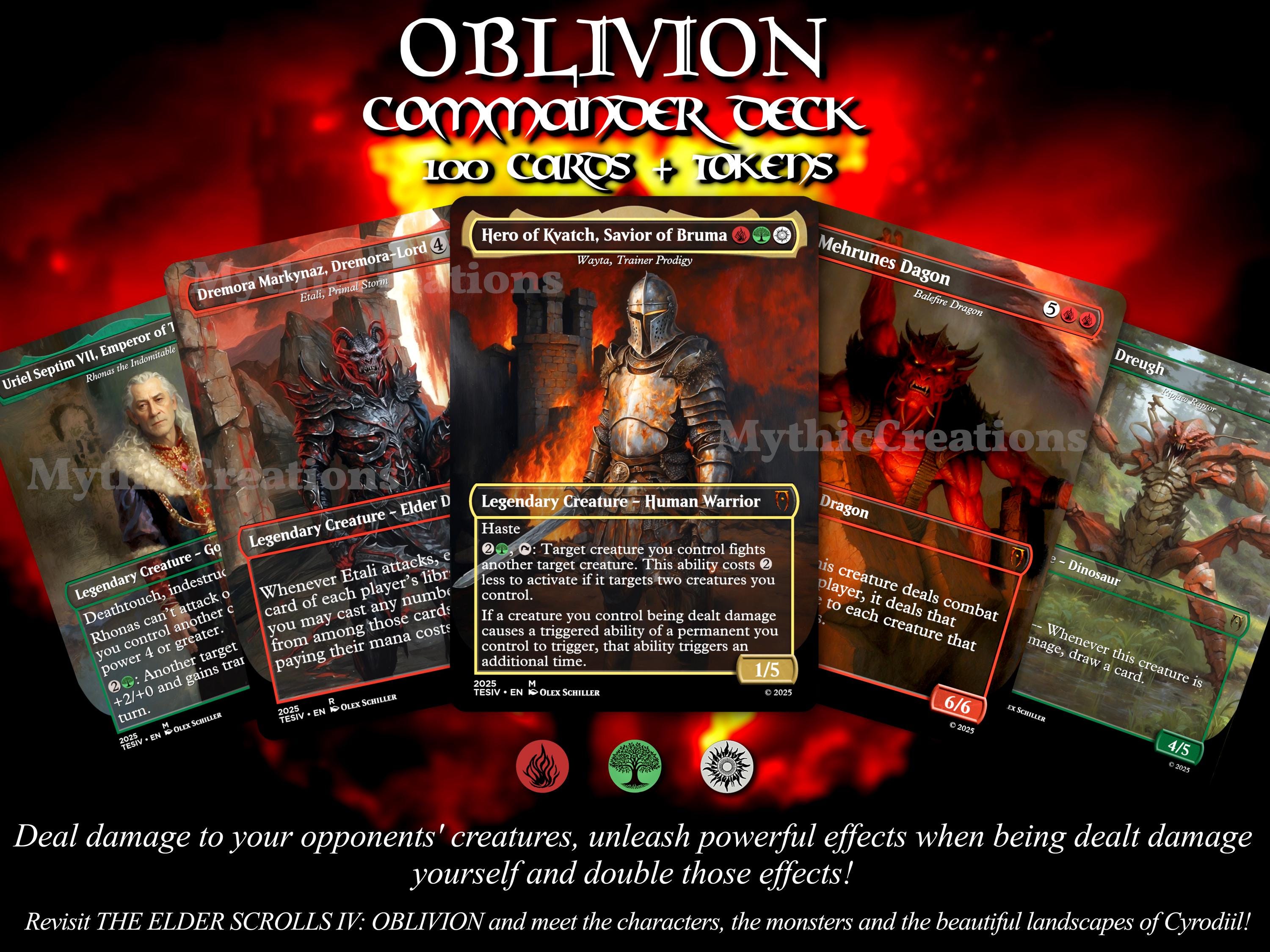 OBLIVION Commander MTG Deck - Magic the Gathering Deck 100 Cards + Tokens/ The Elder Scrolls/ All Original Artwork - Highest Quality Proxies