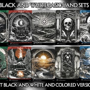 BASIC-LANDS Pack: Black And White/ Colored Black And White MTG Magic the Gathering Proxy Lands Highest Quality Prints