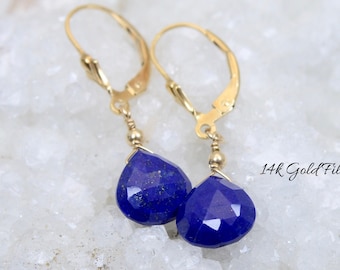 AA Lapis Lazuli earrings in Gold or Silver | Lapis earrings | Lapis Lazuli jewelry | Lapis Lazuli beads | Lapis Lazuli stone