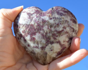 Rubellite Stone Heart Crystal CHOOSE YOUR STONE | Gift for Him | Red Tourmaline Smoky Quartz Specimen | Buy Quartz Heart Stone