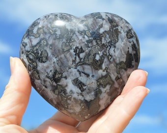 Raw Mystic Merlinite Magic Merlinite Heart Stone Crystal Indigo Gabbro Specimen Mystical Gemstone Gift