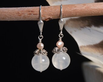 Selenite Crystal Dangle Earrings in 925 Sterling Silver or 14k Gold Fill | Selenite Jewelry | Goddess Stone