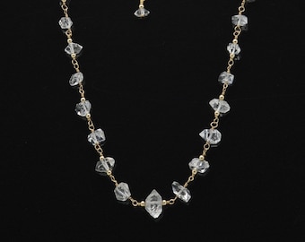 Herkimer Diamond Crystal necklace in 925 Sterling Silver or 14k Gold Filled | Herkimer and Gold  to MANIFEST ABUNDANCE