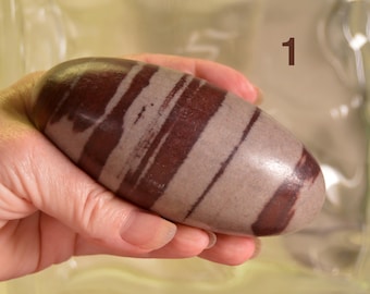 5 in. Shiva Lingham Choose Your Stone from Narmada River & Handcrafted Healing Stone Properties Card | Shivalinga | Siva Lingam