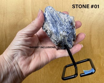 Small Blue Kyanite Crystal FREE US SHIPPING with Stand, 2 by 4 inches to 2 by 7 inches Gemstone Raw Natural Specimen, Choose Your Favorite