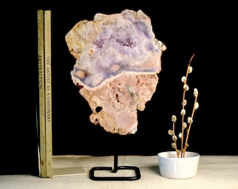 4+ lbs Pink Amethyst Gemstone Druzy Display Tower on Stand, GREAT PRICE Unique Home Decor, 13 x 7.5 inches, Raw Crystal Geode Cluster Purple
