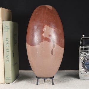 10+ lb Shiva Lingham Stone from Narmada River & Handcrafted Healing Stone Properties Card | Shivalinga | Siva Lingam | 9 x 4.75 inch #SL16