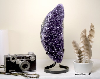 3+ lbs Amethyst Crystal Gemstone Druzy w Stand, FREE US SHIPPING 11 x 4 inches, Small Crystals, February Birthstone Purple Unique Home Decor