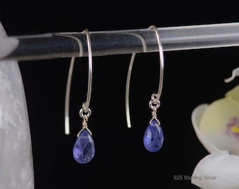 Genuine Tanzanite dangle earrings in 925 Sterling Silver, 14k Gold Filled, or Rose Gold Gemstone Drop Purple December Birthstone jewelry