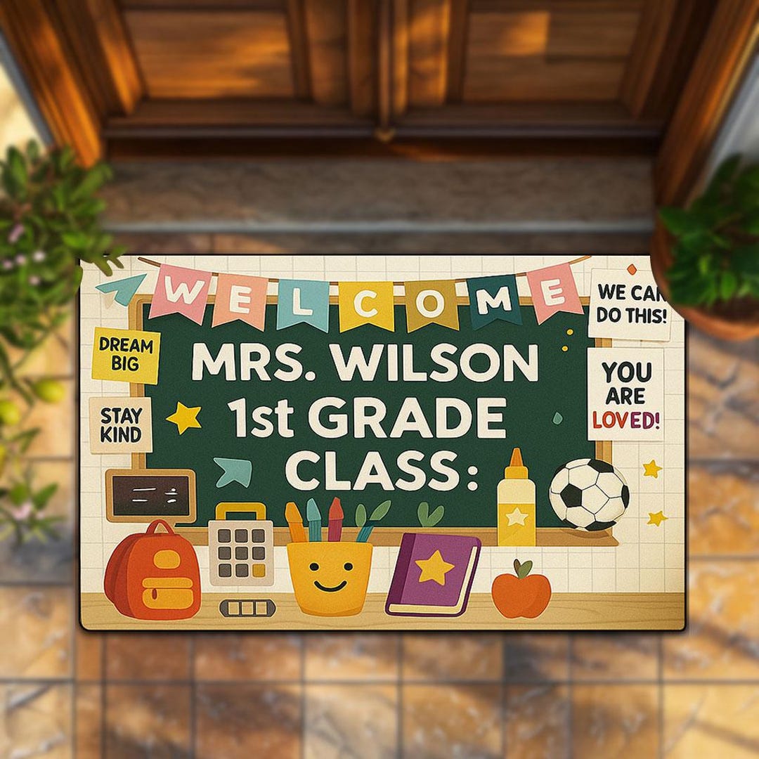 Personalized 1st Grade Classroom Doormat, Custom Teacher Welcome Mat ...