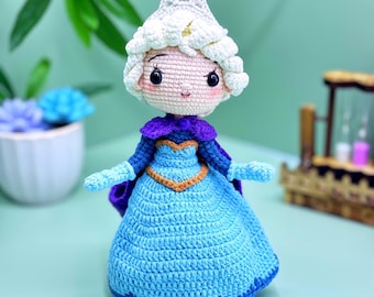 Patrón de muñeca de crochet Elsa: Patrón PDF amigurumi Reina de las Nieves en inglés