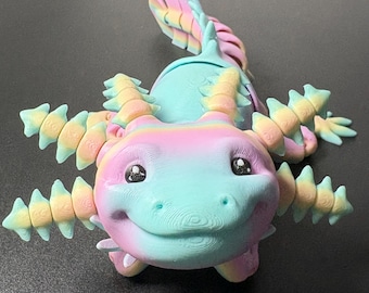 3D Printed Axolotl  - Poseable Bendable Salamander Figurine,Articulating Fidget Toy, Unique Birthday Gift for Animal Lovers