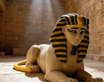 3D Printed Egyptian Sphinx Sculpture – PLA Material, Ancient Egypt Mythology Decor, Unique Holiday Gift