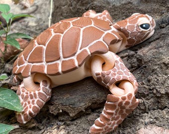 Tartaruga articulada impressa em 3D: brinquedo animal oceânico articulado