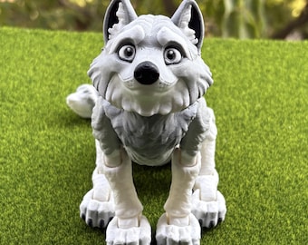 Loup 3D articulé : décoration de bureau articulée, cadeau de collection