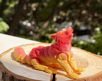 Loup hurlant articulé imprimé en 3D : décoration de bureau articulée, couleurs personnalisées