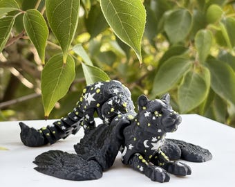 3D Printed Winged Leopard: Articulated Fantasy Creature - Desk Toy