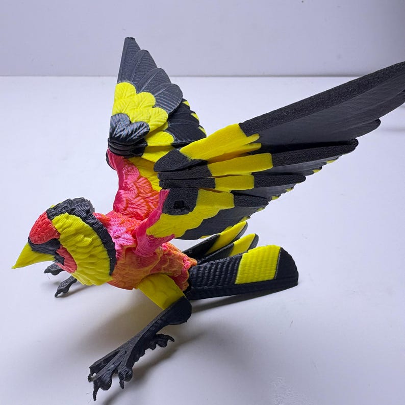 3D Printed Articulated Goldfinch: Poseable Bird Desk Decor - Etsy