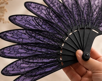 Gothic Black and Purple Lace Folding Fan | Spanish Style Handheld